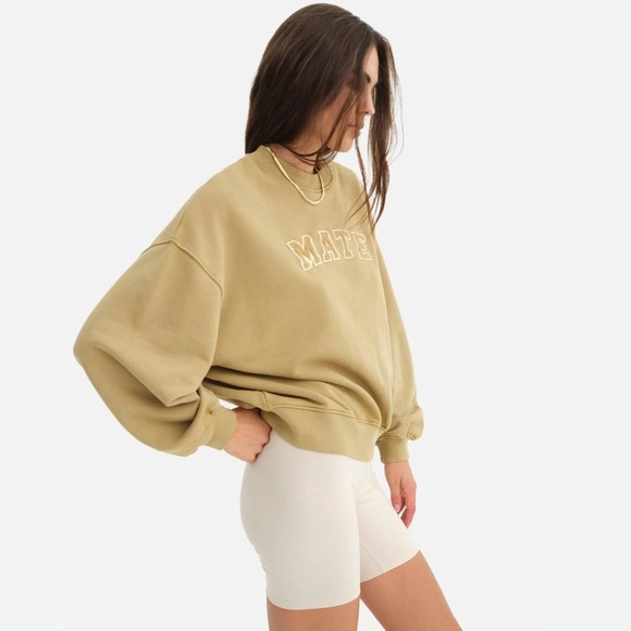 MATE the Label 100% Organic Fleece Embroidered MATE Sweatshirt in Hazelnut - Picture 2 of 14